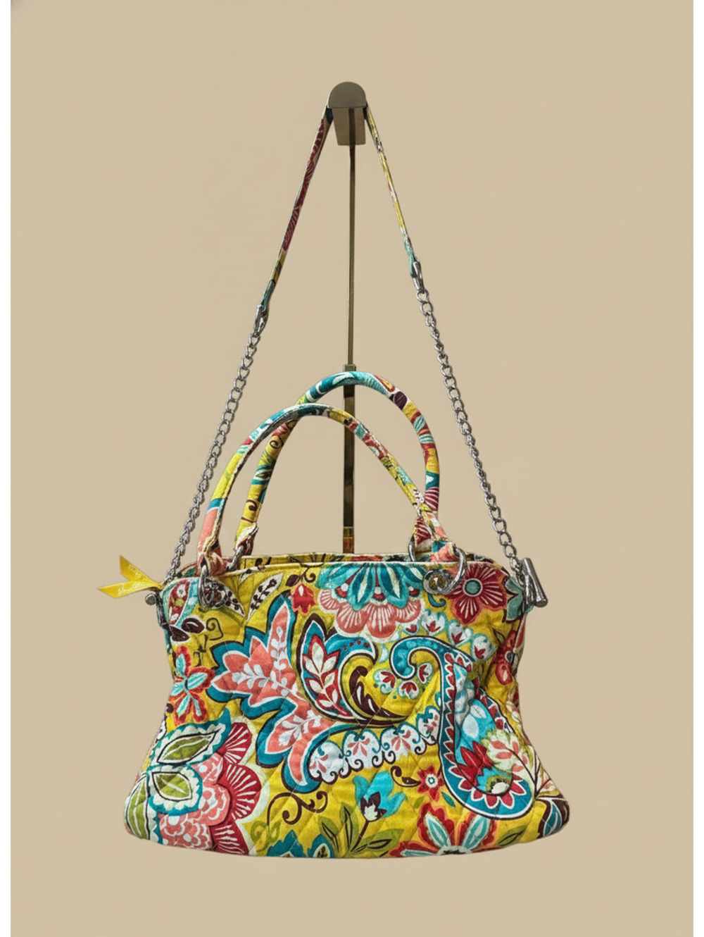Vera Bradley Yellow Floral Quilted Satchel Shoulder Bag